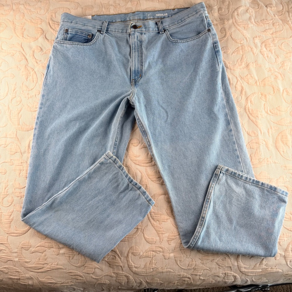 George Mens‎ Regular Fit Straight Leg Light Wash Denim Jeans 40x30 GM08465 NEW